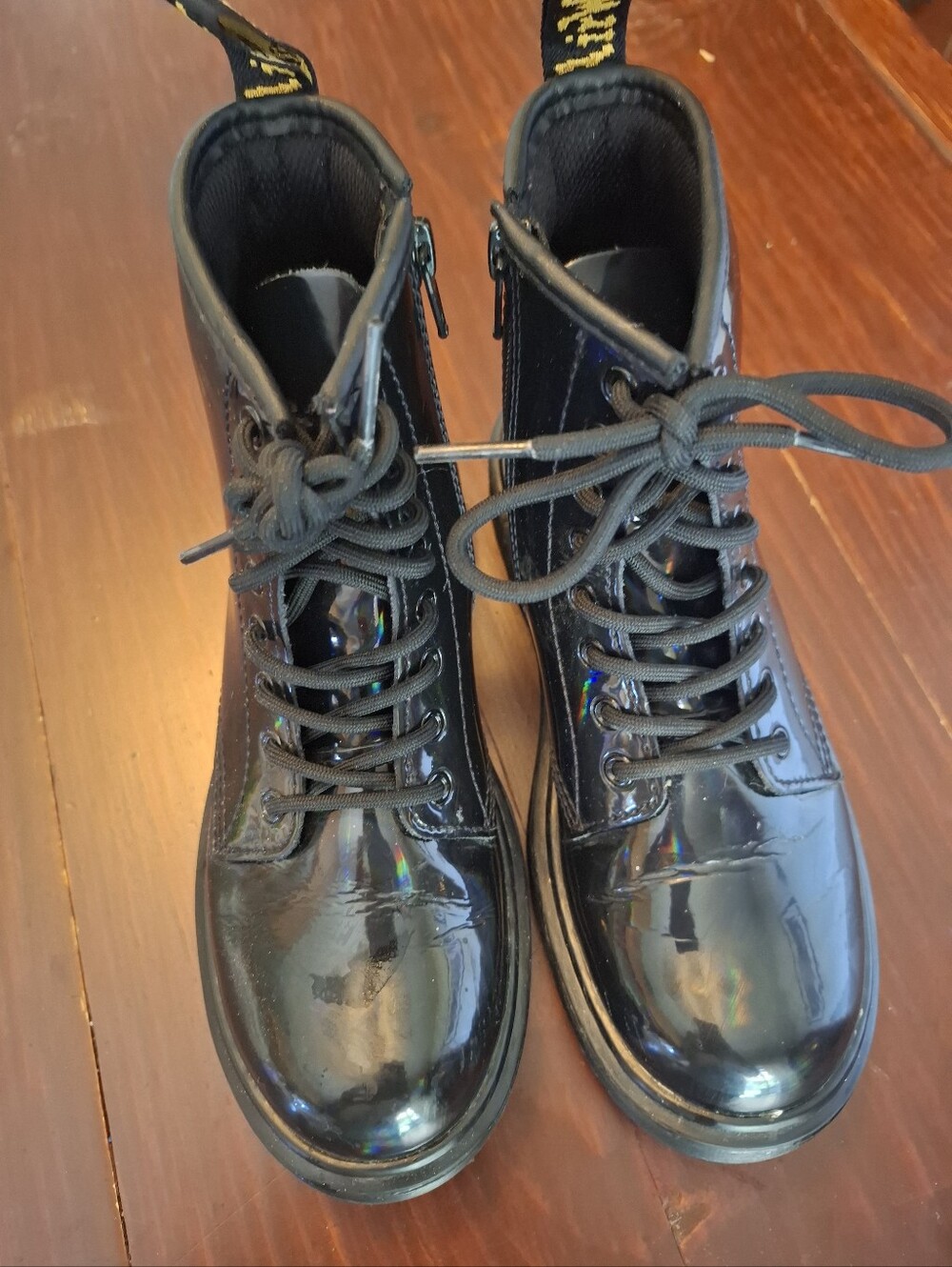 Dr. Martens Kids 1460J Black Patent Leather Combat Boots Size 3